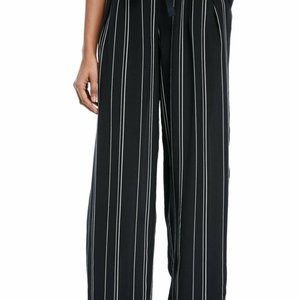 EUC Vince Striped Wide-Leg SilkPants with Tie Front | Navy Blue + White | Size S